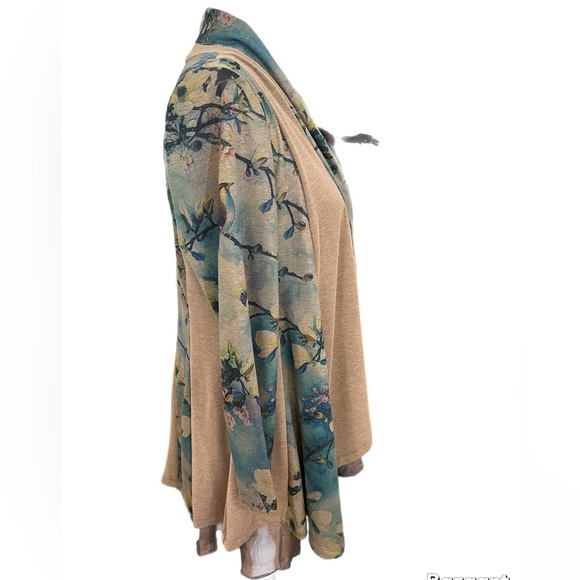 Soft Surroundings Brown/teal Tunic Jacket Top Open Front Size Petite Med NWT - Picture 2 of 5